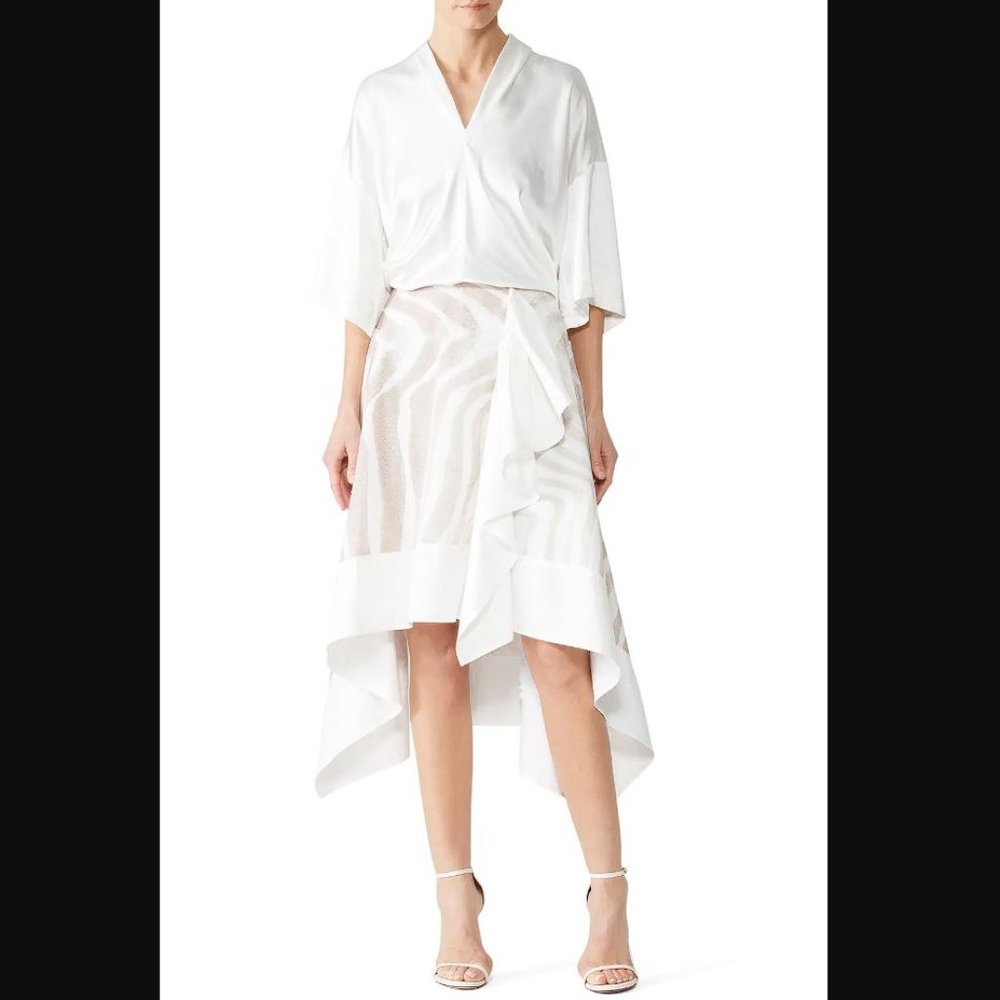 ADEAM Women's Asymmetrical Ruffle Skirt Size 2